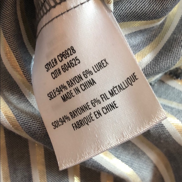 Anthro Eva Franco Lurex Gold Striped Tie Front Top - Picture 8 of 8